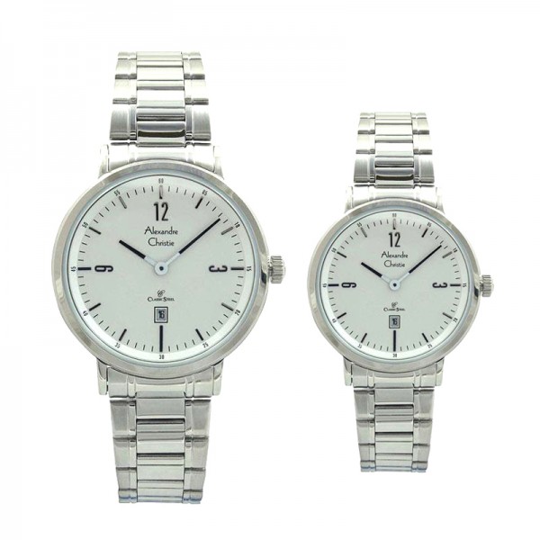 Alexandre Christie AC 8499 Silver White Couple